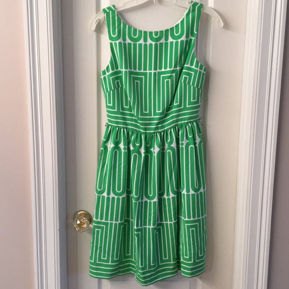 Trina Turk Vibrant Green and White Midi Dress